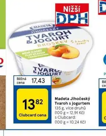 Tesco Madeta jihočeský tvaroh s jogurtem nabídka