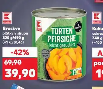 Kaufland Broskve plátky v sirupu nabídka