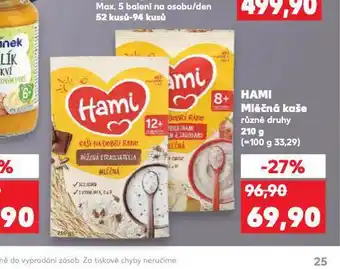 Kaufland Hami mléčná kaše nabídka