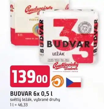 Trefa BUDVAR 6x 0,5 l nabídka