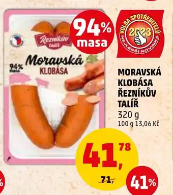 Penny Market MORAVSKÁ KLOBÁSA ŘEZNÍKŮV TALÍŘ 320 g nabídka