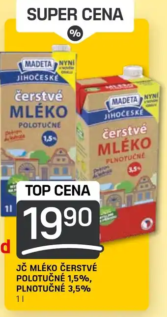 Flop JČ MLÉKO ČERSTVÉ POLOTUČNÉ 1,5%, PLNOTUČNÉ 3,5% 1 l. nabídka