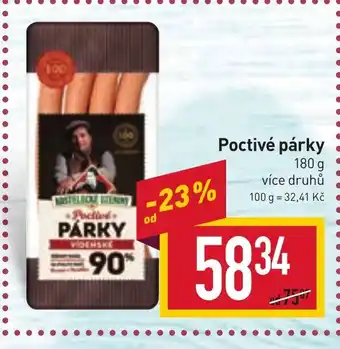 Billa Poctivé párky 180 g nabídka