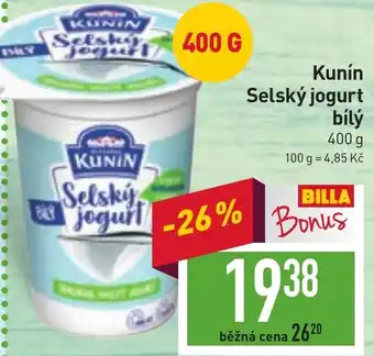 Billa Kunín Selský jogurt bílý nabídka