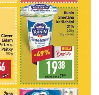 Billa Kunín smetana ke šlehání 31% nabídka
