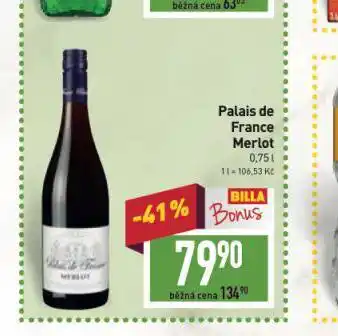 Billa Palais de france merlot nabídka