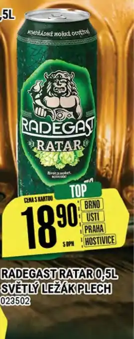 Tamda Foods RADEGAST RATAR 0,5L SVĚTLÝ LEŽÁK PLECH nabídka