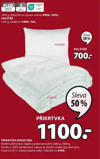 JYSK PŘIKRÝVKA RINGSTIND nabídka