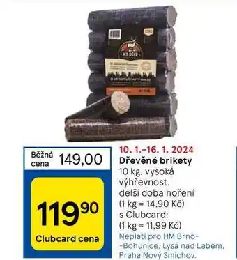 Tesco Dřevěné brikety 10 kg nabídka