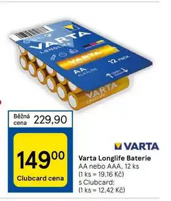 Tesco Varta longlife baterie aa nebo aaa, 12 ks nabídka