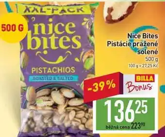 Billa Nice bites pistácie pražené solené 500 g nabídka