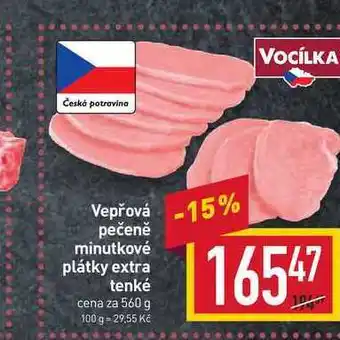 Billa Vepřová pečeně minutkové plátky extra tenké cena za 560 g nabídka