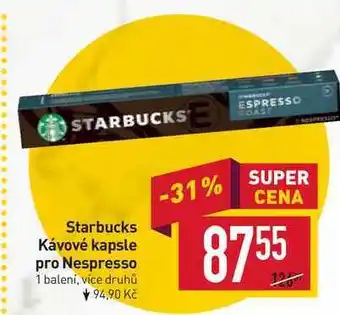 Billa Starbucks kávové kapsle pro nespresso 1 balení nabídka