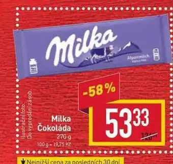 Billa Milka čokoláda 270 g nabídka
