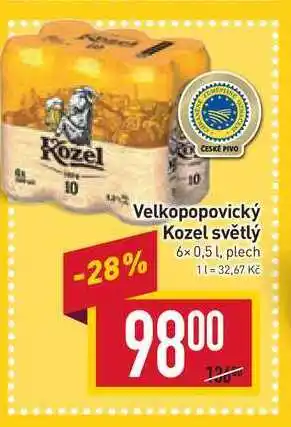 Billa Velkopopovický kozel světlý 6x 0,5 l, plech nabídka