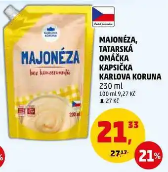 Penny Market Majonéza, tatarská omáčka kapsička karlova koruna, 230 ml nabídka