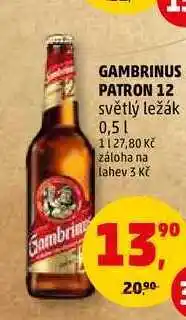 Penny Market Gambrinus patron 12 světlý ležák, 0,5 l nabídka