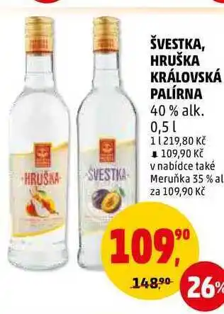 Penny Market Švestka, hruška královská palírna 40% alk., 0,5 l nabídka