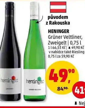 Penny Market Heninger grüner veltliner, zweigelt, 0,75 l nabídka