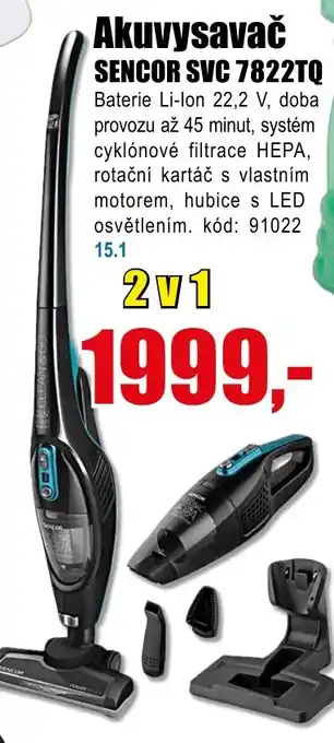 EVA Akuvysavač SENCOR SVC 7822TQ nabídka