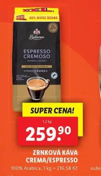 Lidl Zrnková káva crema / espresso nabídka