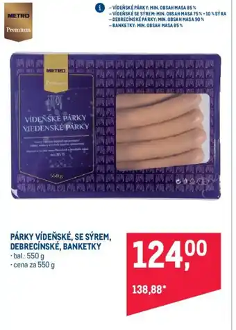 Makro PÁRKY VÍDEŇSKÉ, SE SÝREM, DEBRECÍNSKÉ, BANKETKY nabídka