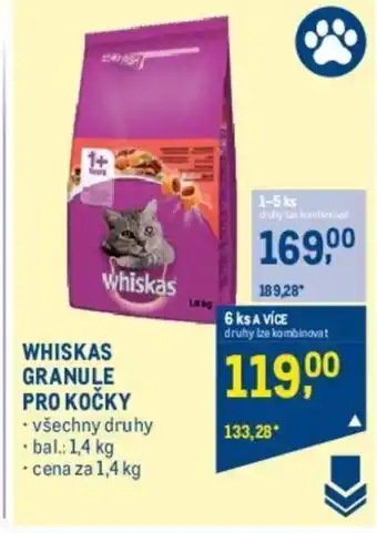 Makro WHISKAS GRANULE PRO KOČKY nabídka