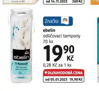 dm drogerie Ebelin odličovací tampony nabídka