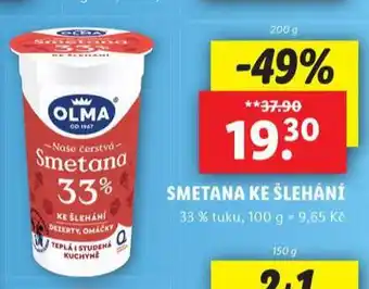 Lidl Smetana ke šlehání nabídka