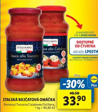 Lidl Italská rajčatová omáčka nabídka
