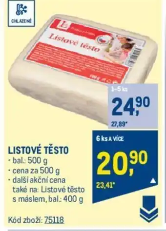 Makro LISTOVÉ TĚSTO nabídka
