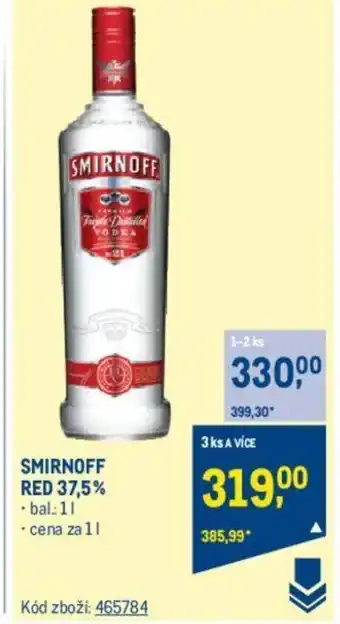 Makro SMIRNOFF RED 37.5% nabídka