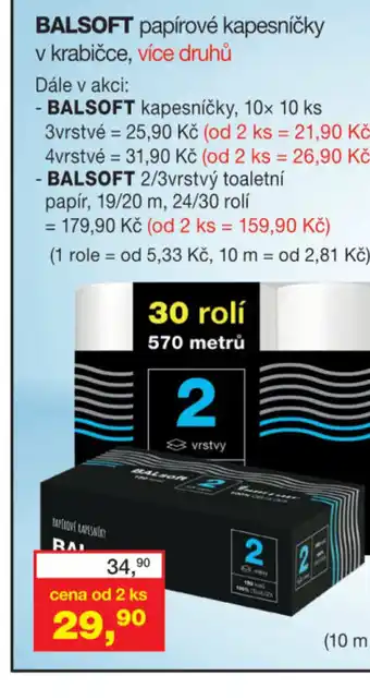 Ráj drogerie BALSOFT papírové kapesníčky nabídka