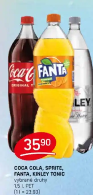 Flop COCA COLA, SPRITE, FANTA, KINLEY TONIC 1.5L nabídka