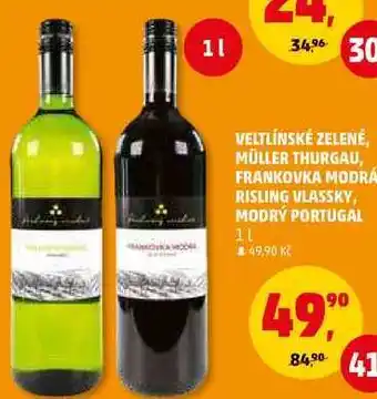 Penny Market Veltlínské zelené, müller thurgau, frankovka modrá risling vlassky, modrý portugal, 1 l nabídka