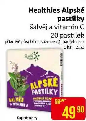 Teta Healthies alpské pastilky šalvěj a vitamin c 20 pastilek nabídka