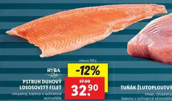 Lidl Pstruh duhový lososovitý filet, cena za 100 g nabídka