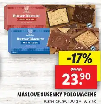 Lidl Máslové sušenky polomáčené, 125 g nabídka