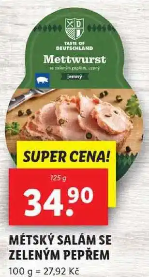 Lidl Métský salám se zeleným pepřem, 125 g nabídka