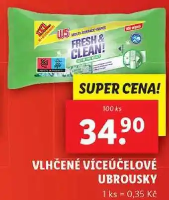 Lidl Vlhčené víceúčelové ubrousky, 100 ks nabídka