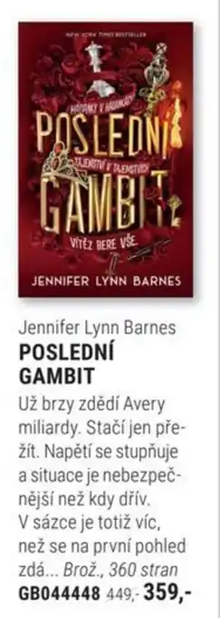 Knižní klub Jennifer Lynn Barnes POSLEDNÍ GAMBIT nabídka