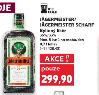 Kaufland JÄGERMEISTER/ JÄGERMEISTER SCHARF Bylinný likér nabídka