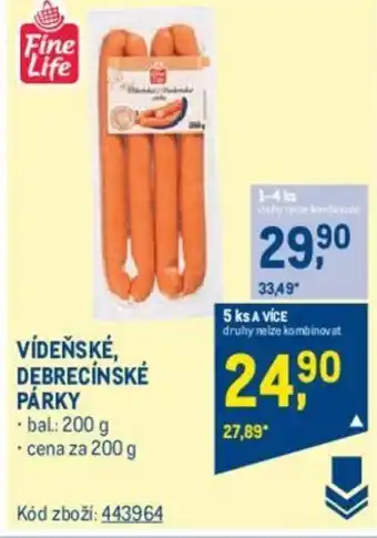 Makro VÍDEŇSKÉ, DEBRECÍNSKÉ PÁRKY nabídka