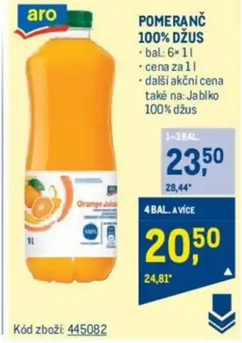 Makro POMERANČ 100% DŽUS nabídka
