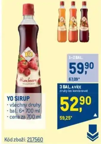 Makro YO SIRUP nabídka