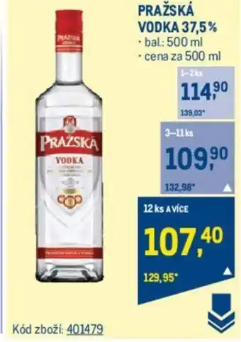 Makro PRAŽSKÁ VODKA 37,5% nabídka