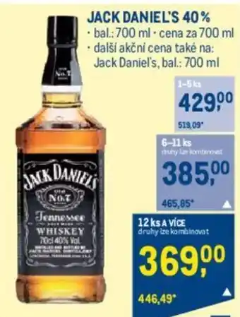 Makro JACK DANIEL'S 40% nabídka