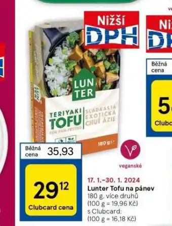 Tesco Lunter tofu na pánev nabídka