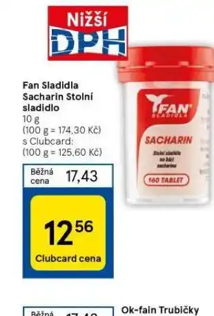 Fan sladidla sacharin stolní sladidlo