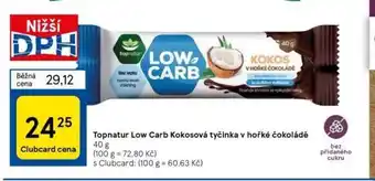 Tesco Topnatur low carb kokosová tyčinka v hořké čokoládě nabídka